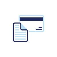 vector icon of two credit cards with notepad involved for paying bills and invoices for purchases in installments. Can be used for accounting, banking, finance. Can be applied to web, website, poster