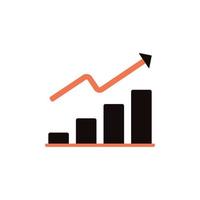 vector icon concept of up arrow with barchart for goals and achievements. Can be used for business, company, corporate, banking, economy, education, statistics. Can be for web, website, poster, mobile