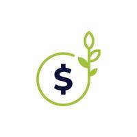 icon vector concept of dollar is wrapped in plant metaphor for investing wealth in order to grow and make a profit. Can used for social media, website, web, poster, mobile apps