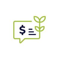 icon vector concept of profitable investment advice illustrated with dollars in comment and growing plants symbols. Can used for social media, website, web, poster, mobile apps