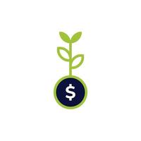 icon vector concept of dollar overgrown with leafy plants metaphor for initial investment and savings that yield continuous profits. Can used for social media, website, web, poster, mobile apps