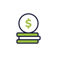 icon vector concept of stacks of dollar coins for savings and banking or accumulating wealth. Can used for social media, website, web, poster, mobile apps