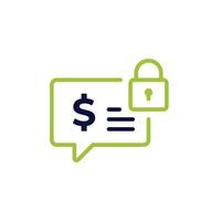 icon vector concept of suggestions of financial protection and safe investments illustrated with dollars in comments and padlock symbols. Can used for social media, website, web, poster, mobile apps