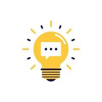 icon vector concept of comment or review symbol on regular or basic light bulb. Can used for social media, website, web, poster, mobile apps