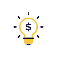 icon vector concept of dollar or money symbol in sparkling and glowing light bulb with simple line style. Can used for social media, website, web, poster, mobile apps
