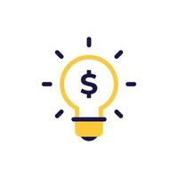 icon vector concept of dollar or money symbol in sparkling and glowing light bulb with simple line style. Can used for social media, website, web, poster, mobile apps