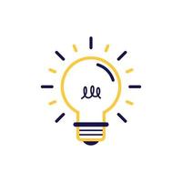 icon vector concept of basic sparkling light bulb or lamp in simple line style. Can used for social media, website, web, poster, mobile apps