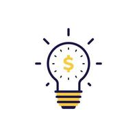 icon vector concept of basic and regular light bulb shining and glowing with dollar symbol in simple linear style. Can used for social media, website, web, poster, mobile apps
