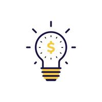 icon vector concept of basic and regular light bulb shining and glowing with dollar symbol in simple linear style. Can used for social media, website, web, poster, mobile apps