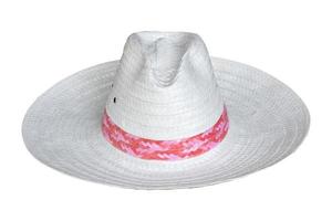 white straw hat isolated on white background with clipping path photo