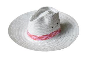 blanco Paja sombrero aislado en blanco antecedentes con recorte camino foto