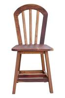 front view of old wooden chair isolated on white with clipping path photo