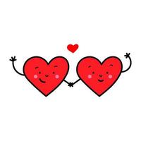 Color vector illustration of a pair of hearts holding hands