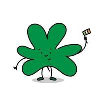 Color vector doodle illustration of leaf clover and Irish flag for st patrick's day