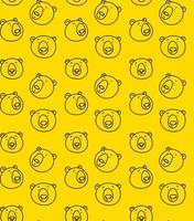 Color vector pattern of bears on a yellow background