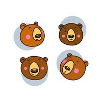 Colored vector illustration of a set of teddy bears with different emotions