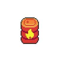 gasoline drum in pixel art style vector