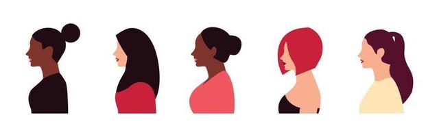 Set of diversity woman flat design vector