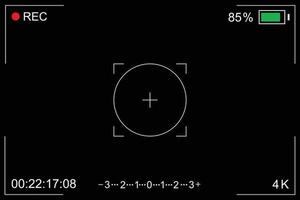 Digital camera recording interface in black vector