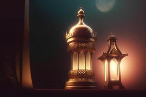 Ramadan kareem Decoration Islamic greetings design background. photo