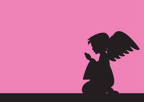 Angel in Silhouette on Pink Illustration vector