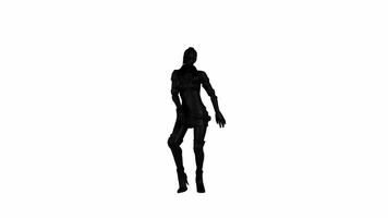 sexy silhouette di persone danza con grazioso movimenti su un' bianca sfondo, integrato di ombre, un' Impressionante visivo elemento quello sottolinea artistico creatività e ritmo. video