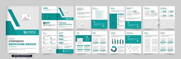 Digital business portfolio template vector for a business proposal. Corporate magazine and booklet layout design with photo placeholders. Modern company profile and overview brochure template vector.