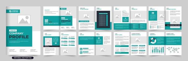 Creative company presentation magazine and booklet design with photo placeholders. Business annual report and proposal layout template with dark aqua and black colors. Corporate business portfolio. vector