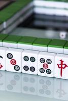 HARBIN, CHINA - DEC 30, 2018-Mahjong is the ancient asian board game. photo