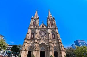 Guangzhou, CHINA - APR 03 2017-Sacred Heart Cathedral. is a Gothic Revival Roman Catholic cathedral in Guangzhou, China photo