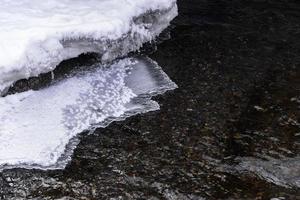 derritiendo hielo en río. primavera es próximo. foto