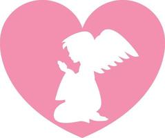 corazón ángel en silueta ilustración vector