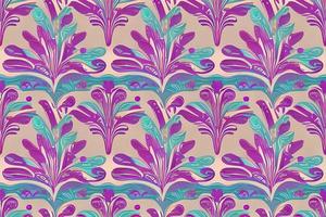 resumen magenta o púrpura natural flor, floral, y hojas sin costura modelo antecedentes. flor y hoja acortar ilustración acuarela textura fondo de pantalla. foto