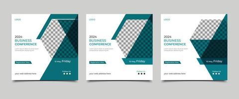 Business conference social media post template. Online business conference banner template and business webinar invitation template. vector