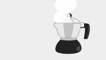 mokka pot 2d animatie Aan een grijs achtergrond. video