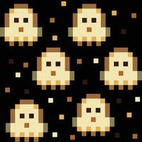 Pixel gaming pattern with little character vector