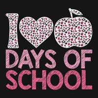 100 Days Of School Leopard  T-shirt Design vector