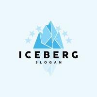 Iceberg Logo, Antarctic Mountains Vector In Ice Blue Color, Nature Design, Product Brand Illustration Template Icon