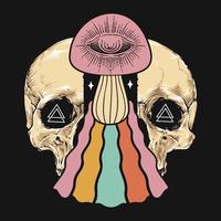 Skull Mushroom Rainbow Vector T-shirt Design