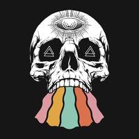 cráneo seta arco iris vector camiseta diseño
