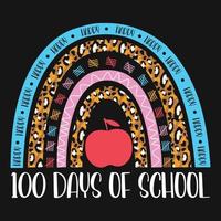 100 Days Of School Leopard  T-shirt Design vector