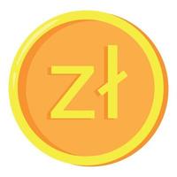 Golden Polish zloty coin symbol PLN on white background. Finance investment concept. Exchange Polish currency vector