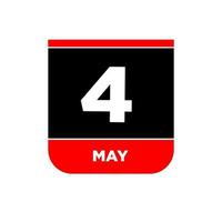 4th May calendar Vector page. 4 may day icon.