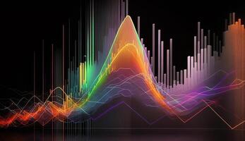 generativo ai, valores mercado gráfico líneas, financiero grafico en tecnología resumen antecedentes representar financiero crisis, financiero fusión de un reactor. tecnología concepto, comercio mercado concepto. foto