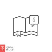 Book with information mark icon. Encyclopedia, catalogue, info and faq concept. Simple outline style. Thin line symbol. Vector illustration isolated on white background. Editable stroke EPS 10.