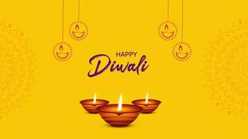 fundo de cartão de celebração de festival de lâmpada de óleo de diwali feliz video