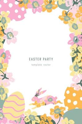 Happy easter decoration background. Easter elements decoration frame for event, invitation, background and banner design. Vector illustration.