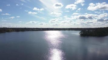 Aerial view of a beautiful lake in Germany sunny weather. video
