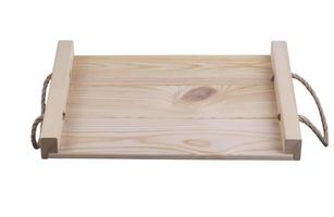 Wooden tray on a white background. photo