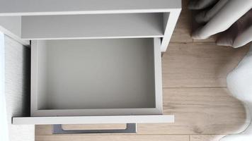 top view of a opened empty drawer video